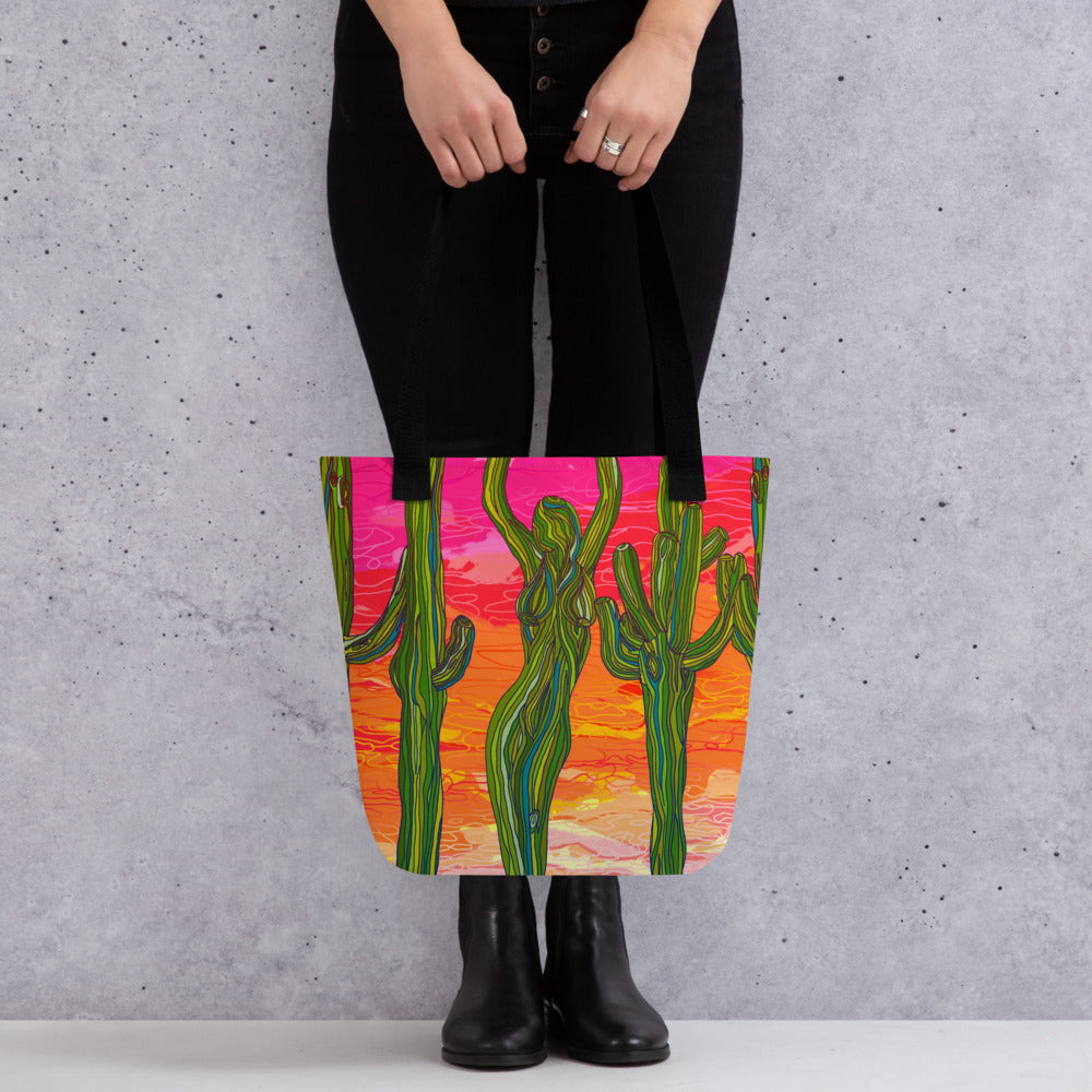 Saguaro Silhouettes by Lauri Kaye | Tote bag