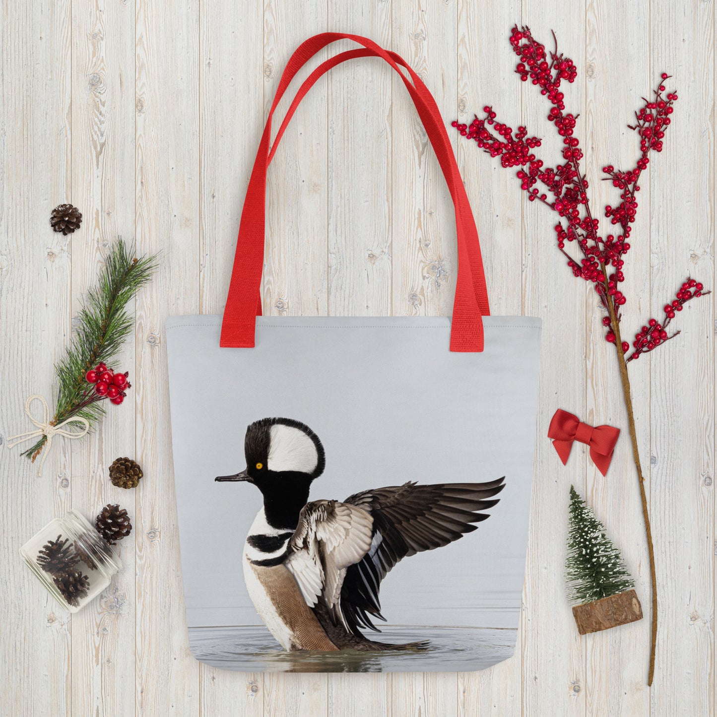 Hooded Merganser by Leslie Leathers Photography | Tote bag