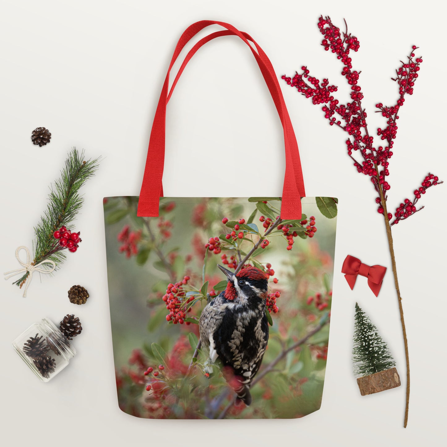 Red Naped Sapsucker by Leslie Leathers Photography | Tote bag