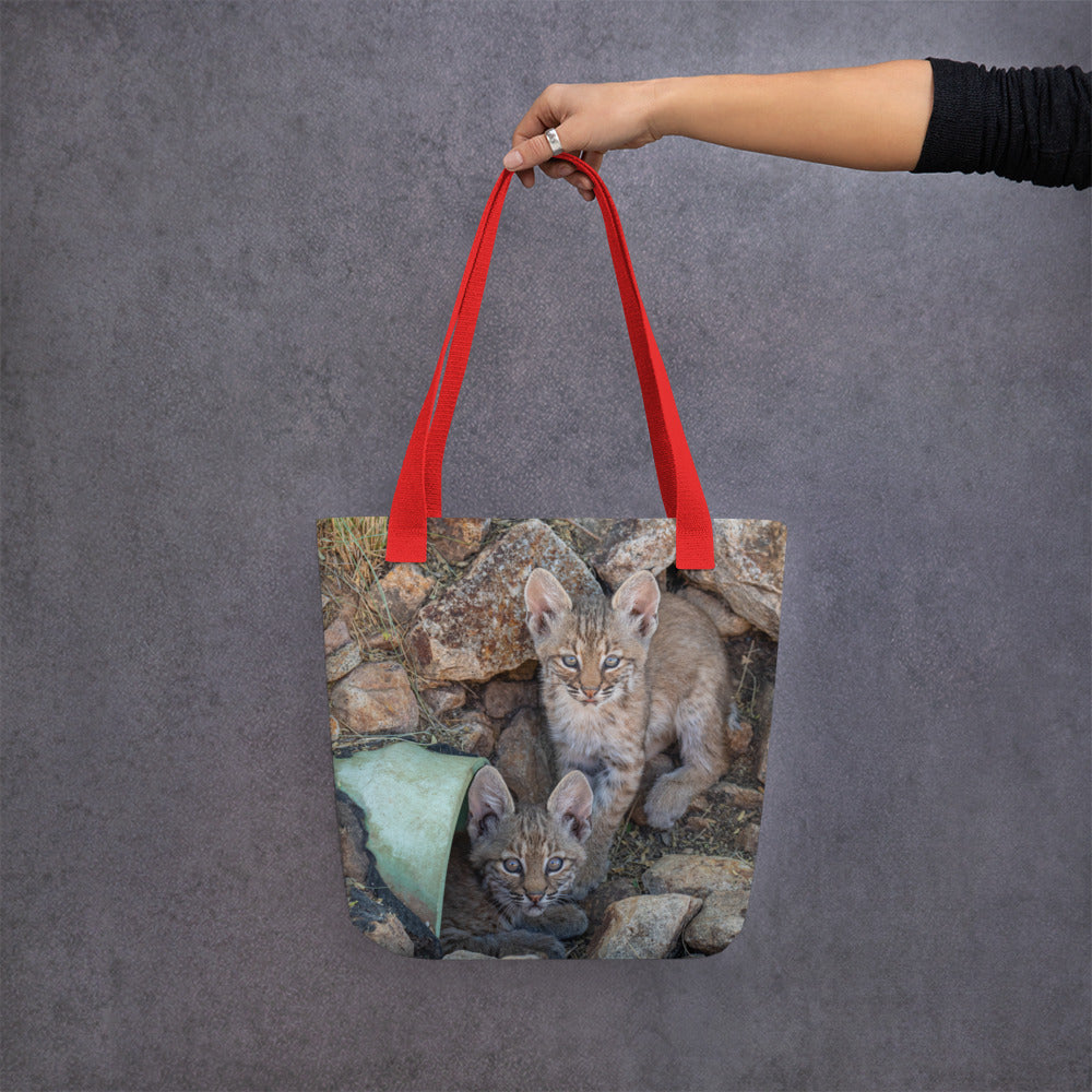 Baby Bobcats Duo by Leslie Leathers Photography | Tote bag