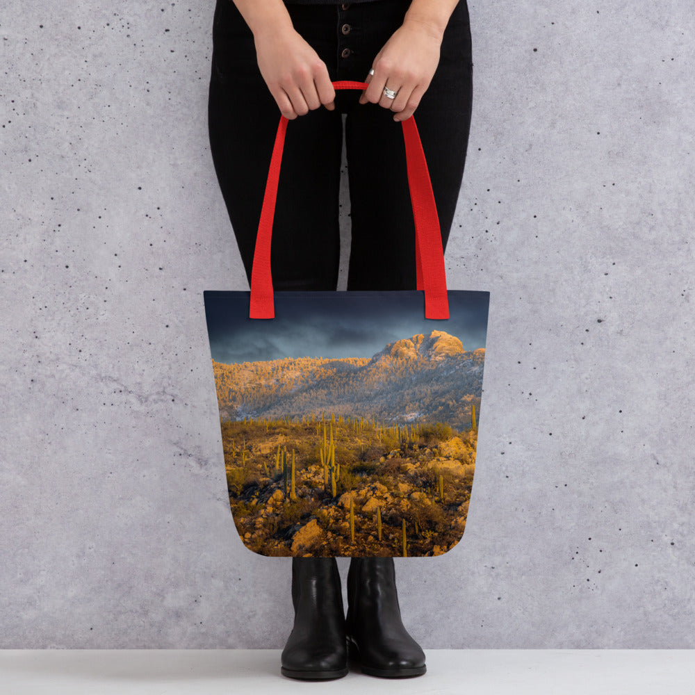 Rincon Mountain Snow by Sean Parker Photography | Tote bag