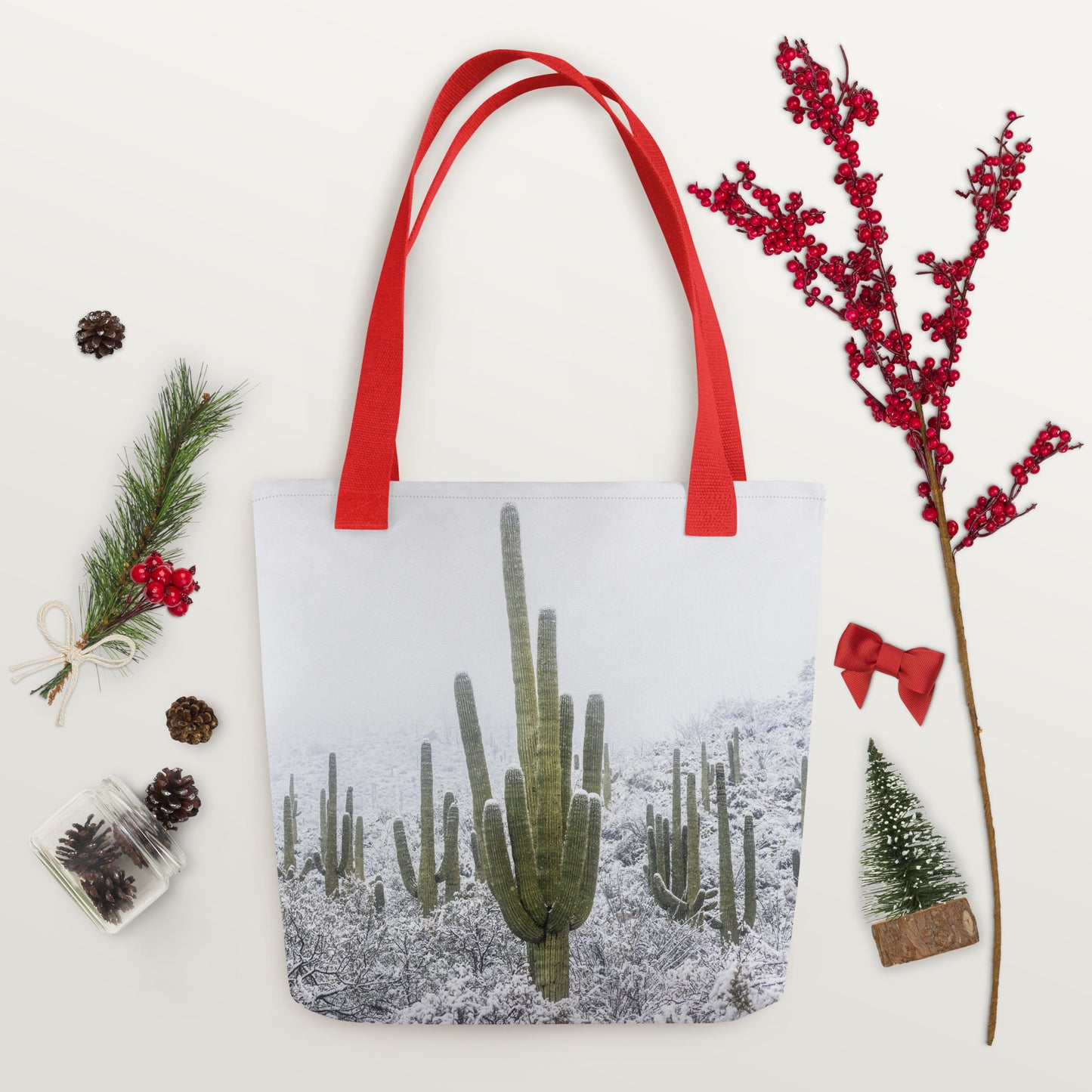 Saguaro Snowfall by Sean Parker Photography | Tote bag