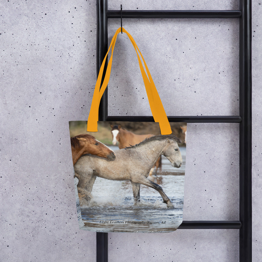 Wild Mustangs by Leslie Leathers Photography | Tote bag