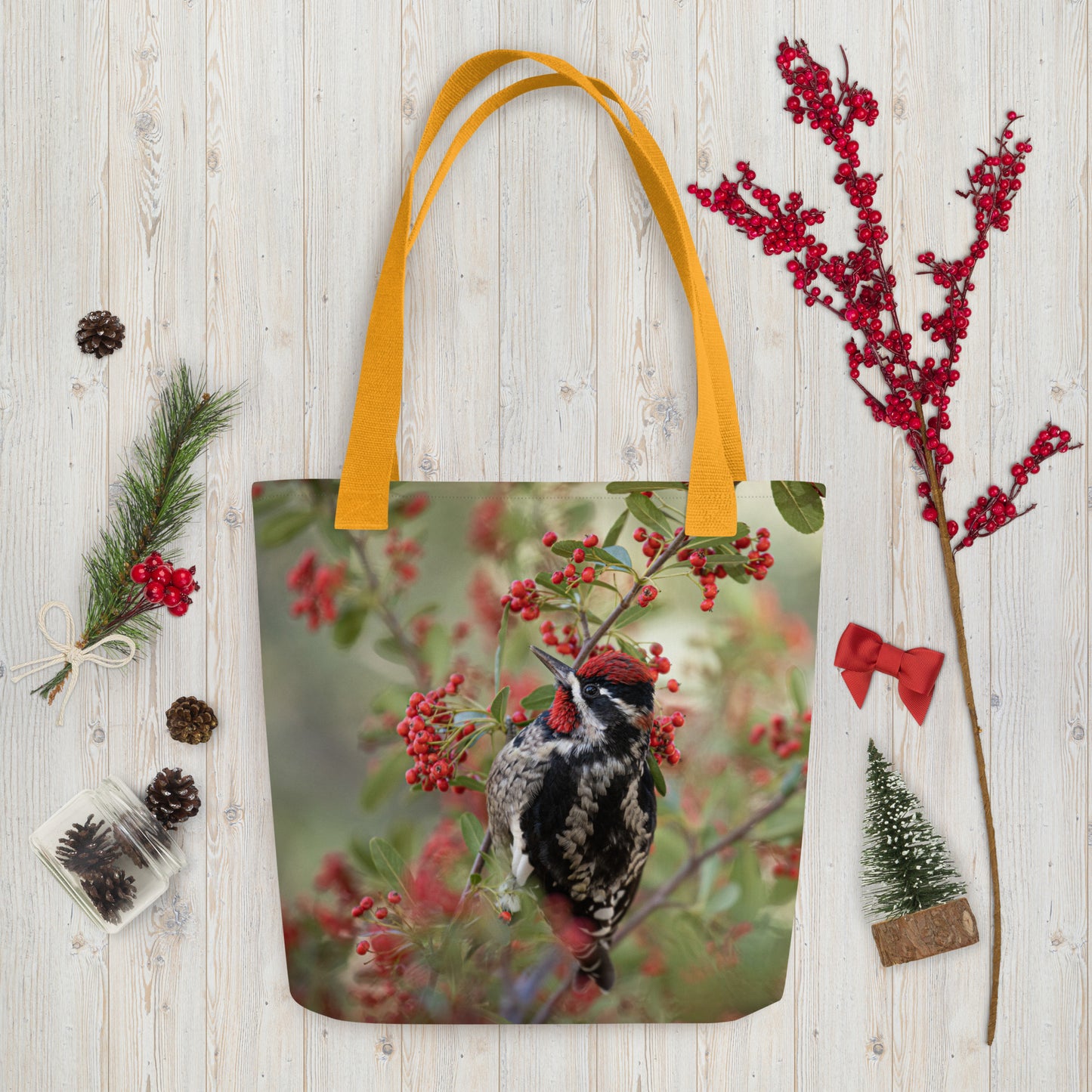 Red Naped Sapsucker by Leslie Leathers Photography | Tote bag