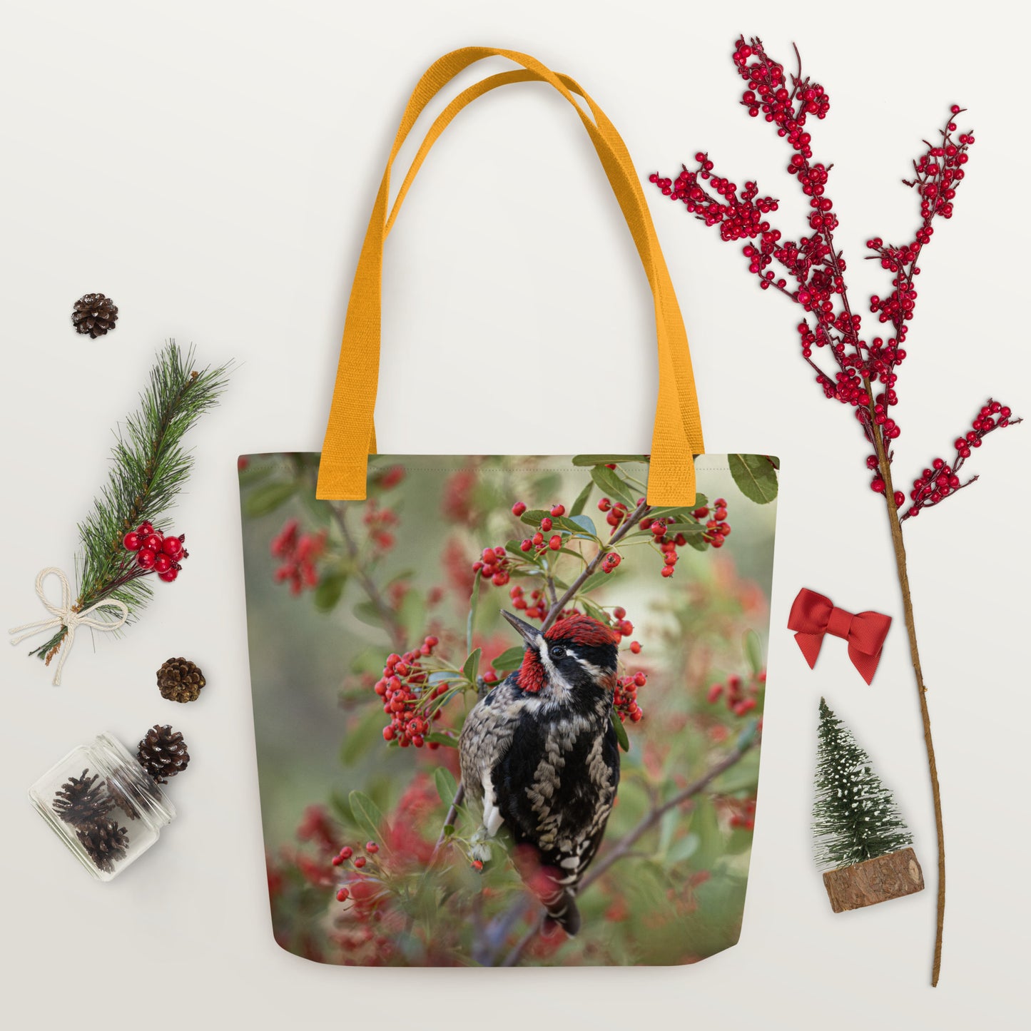 Red Naped Sapsucker by Leslie Leathers Photography | Tote bag