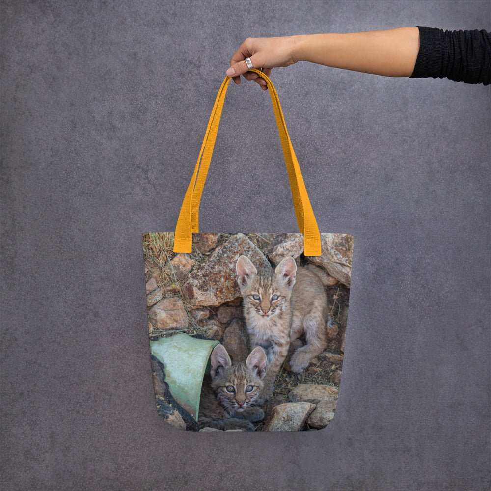 Baby Bobcats Duo by Leslie Leathers Photography | Tote bag