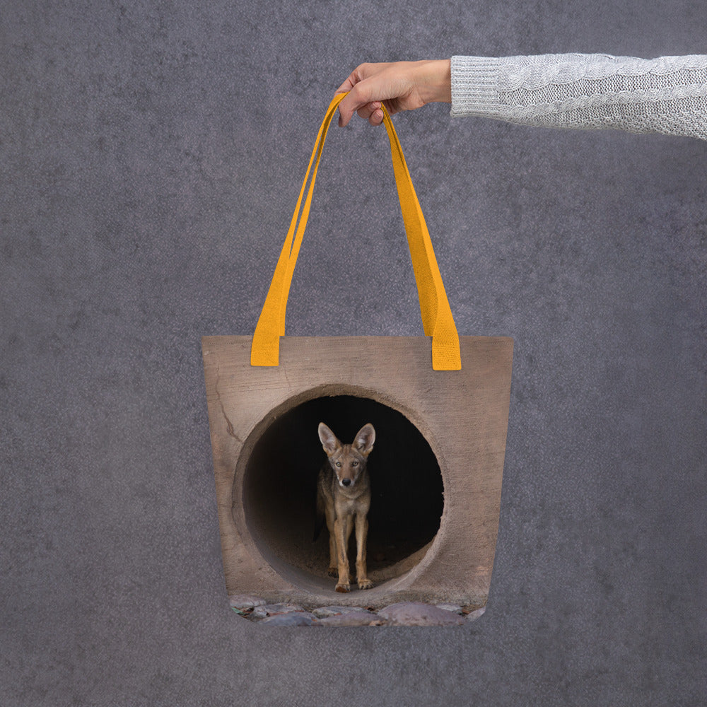 Juvenile Coyote by Leslie Leathers Photography | Tote bag