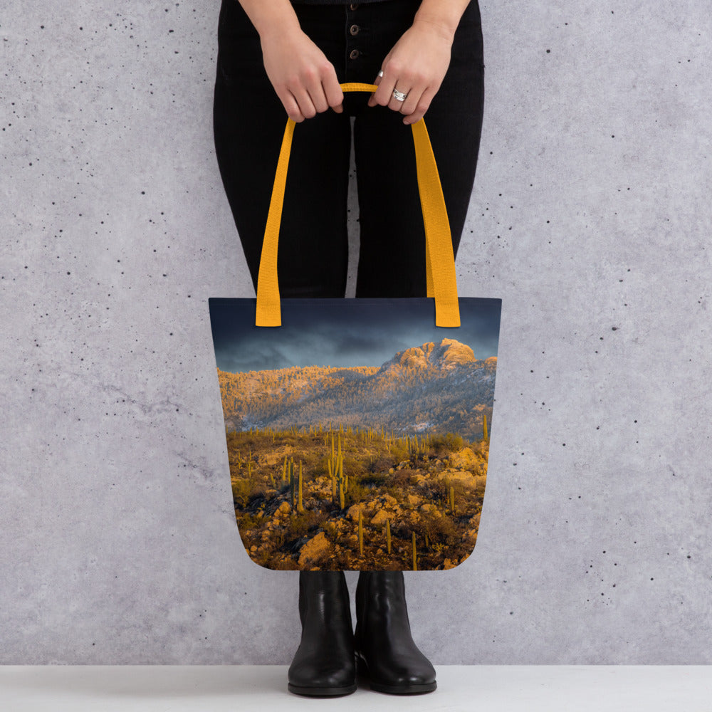 Rincon Mountain Snow by Sean Parker Photography | Tote bag