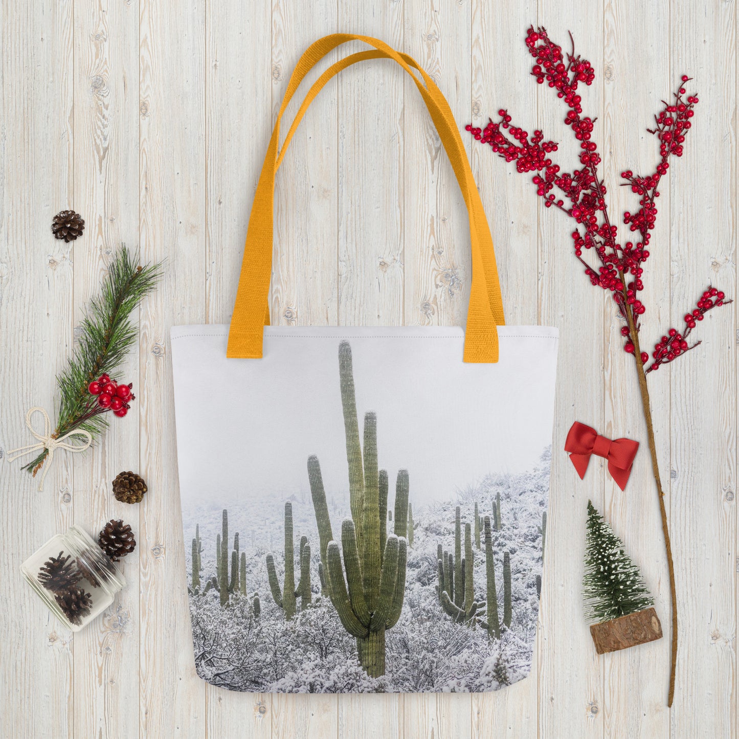 Saguaro Snowfall by Sean Parker Photography | Tote bag