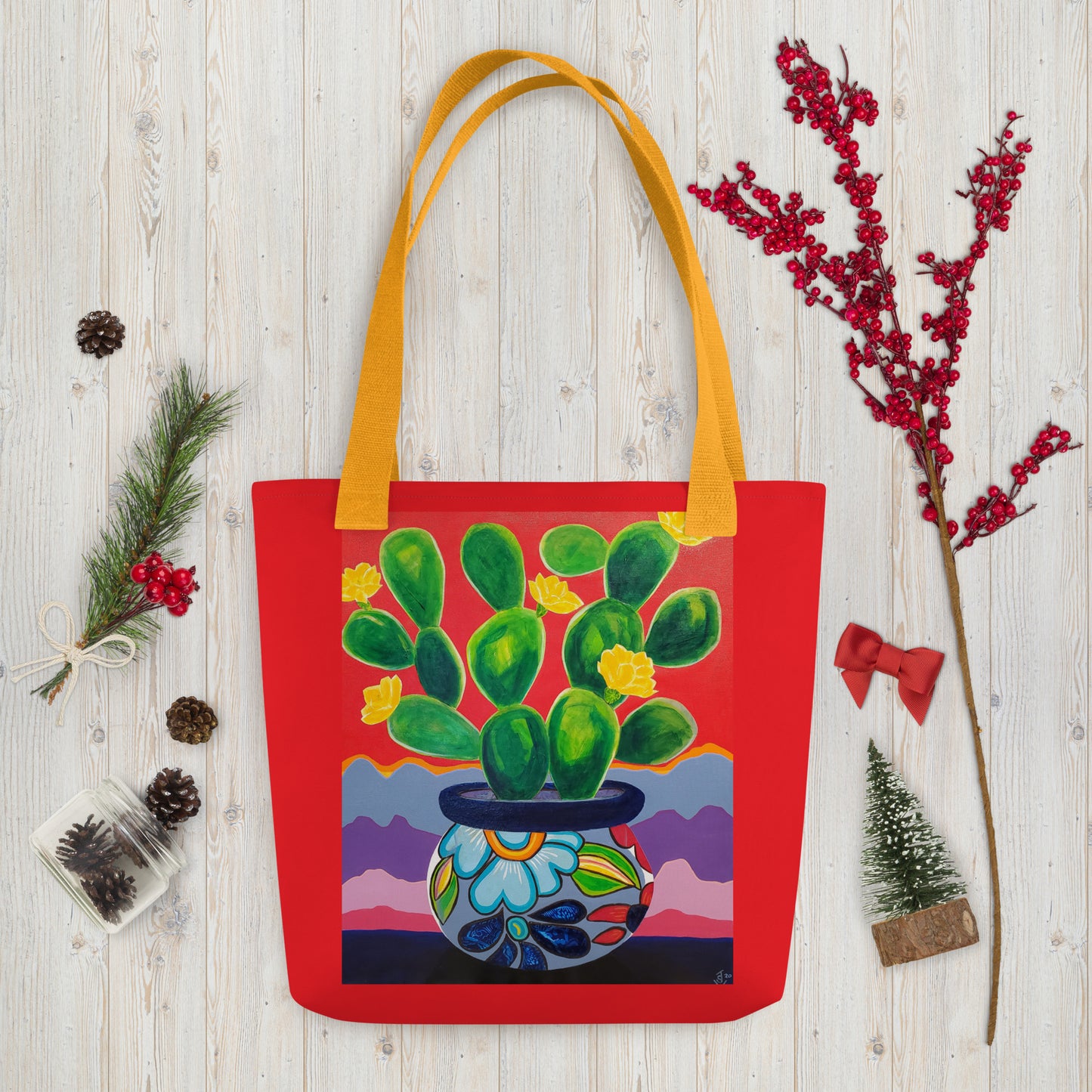 Prickly Pear at Sunrise by Suzanne Villella | Tote bag