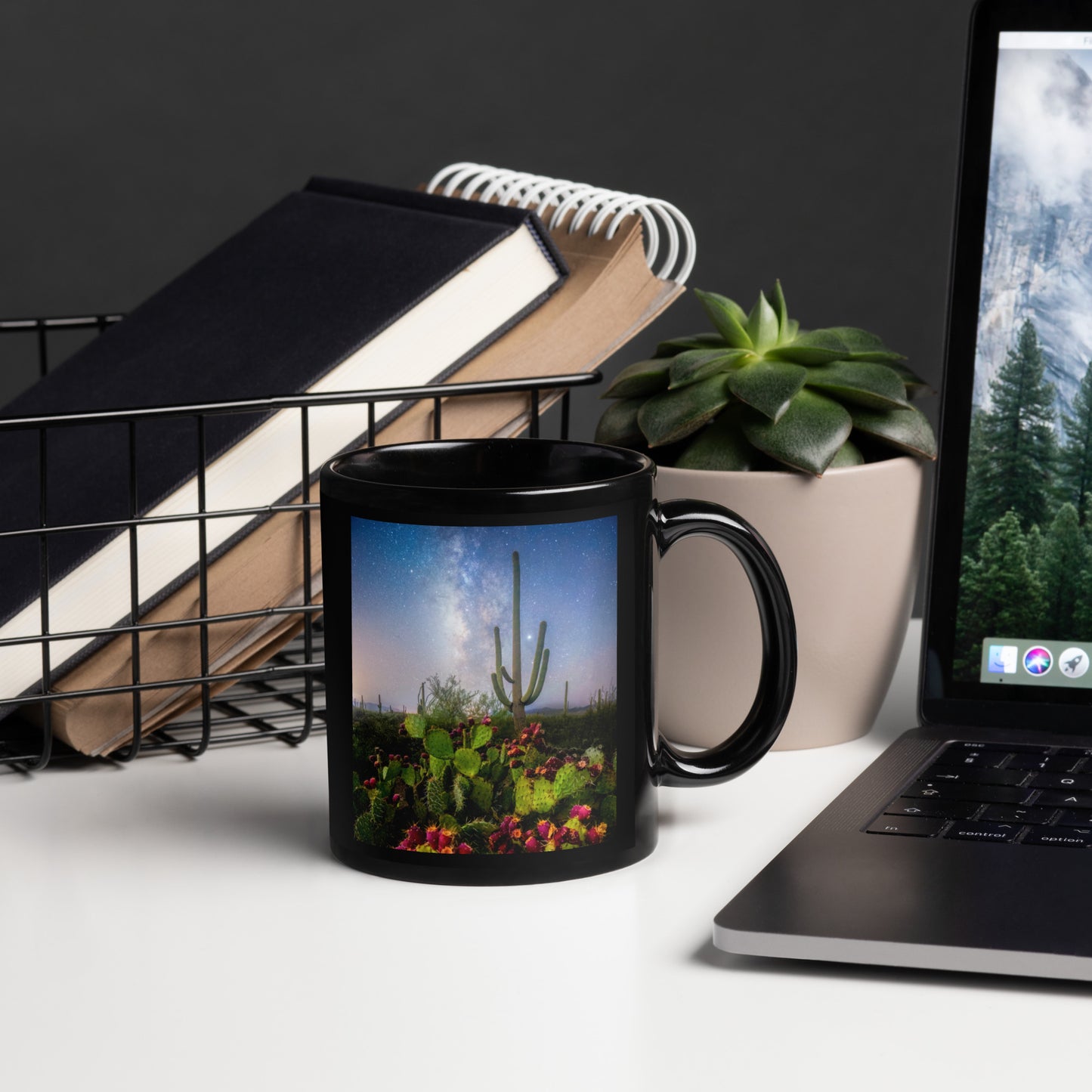 Milkyway Prickly Pear by Sean Parker Photography | Black Glossy Mug