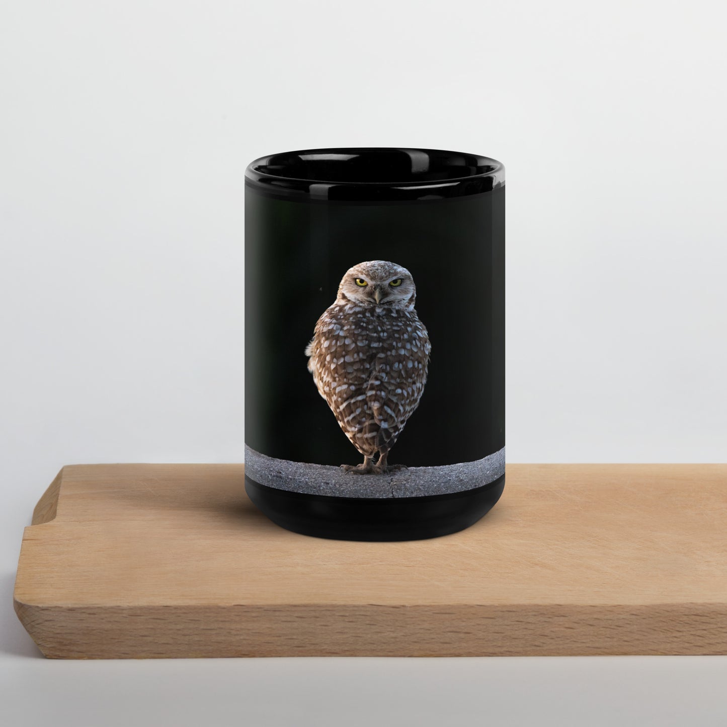 Owl by Leslie Leathers Photography | Black Glossy Mug