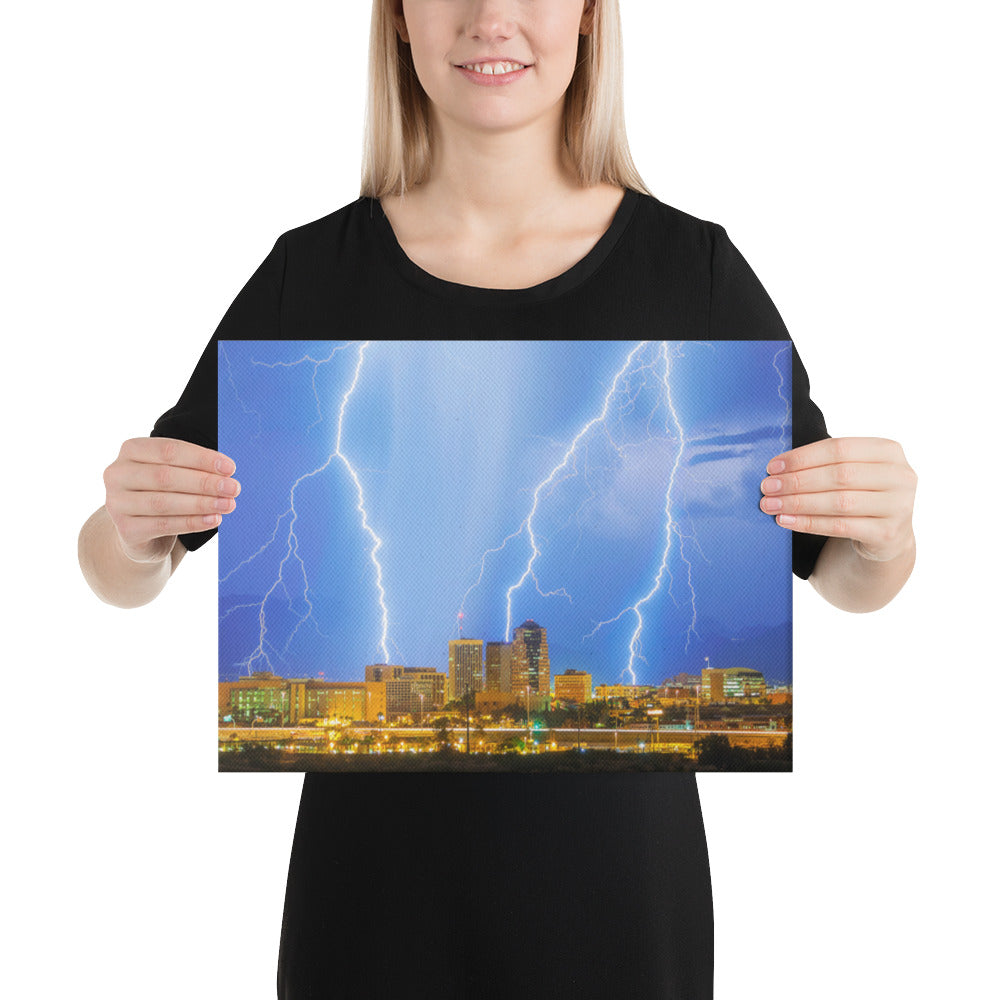 Downtown Tucson Lightning Monsoon by Sean Parker Photography | Wrapped Canvas