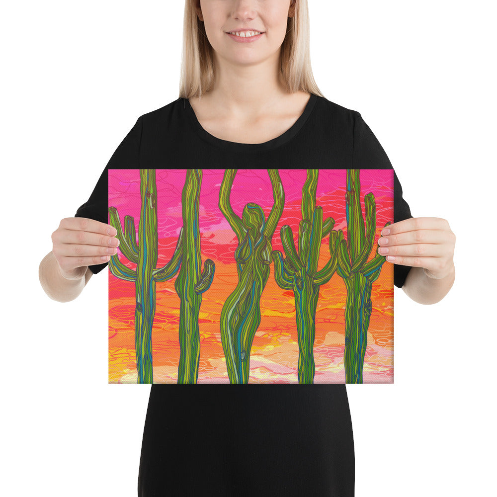 Saguaro Silhouettes by Lauri Kaye | Wrapped Canvas