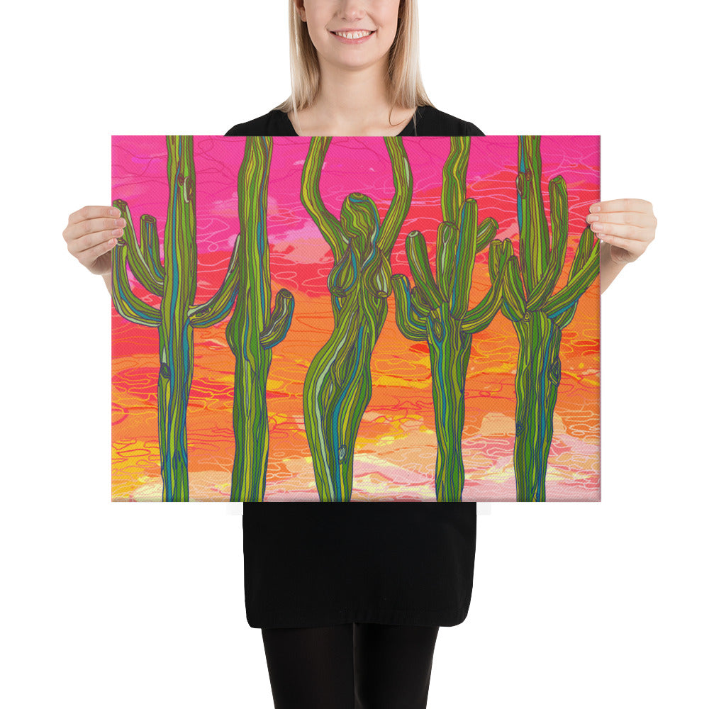 Saguaro Silhouettes by Lauri Kaye | Wrapped Canvas
