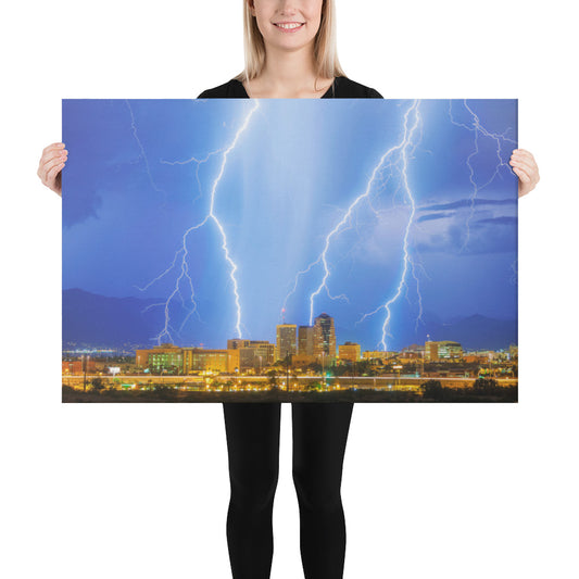 Downtown Tucson Lightning Monsoon by Sean Parker Photography | Wrapped Canvas