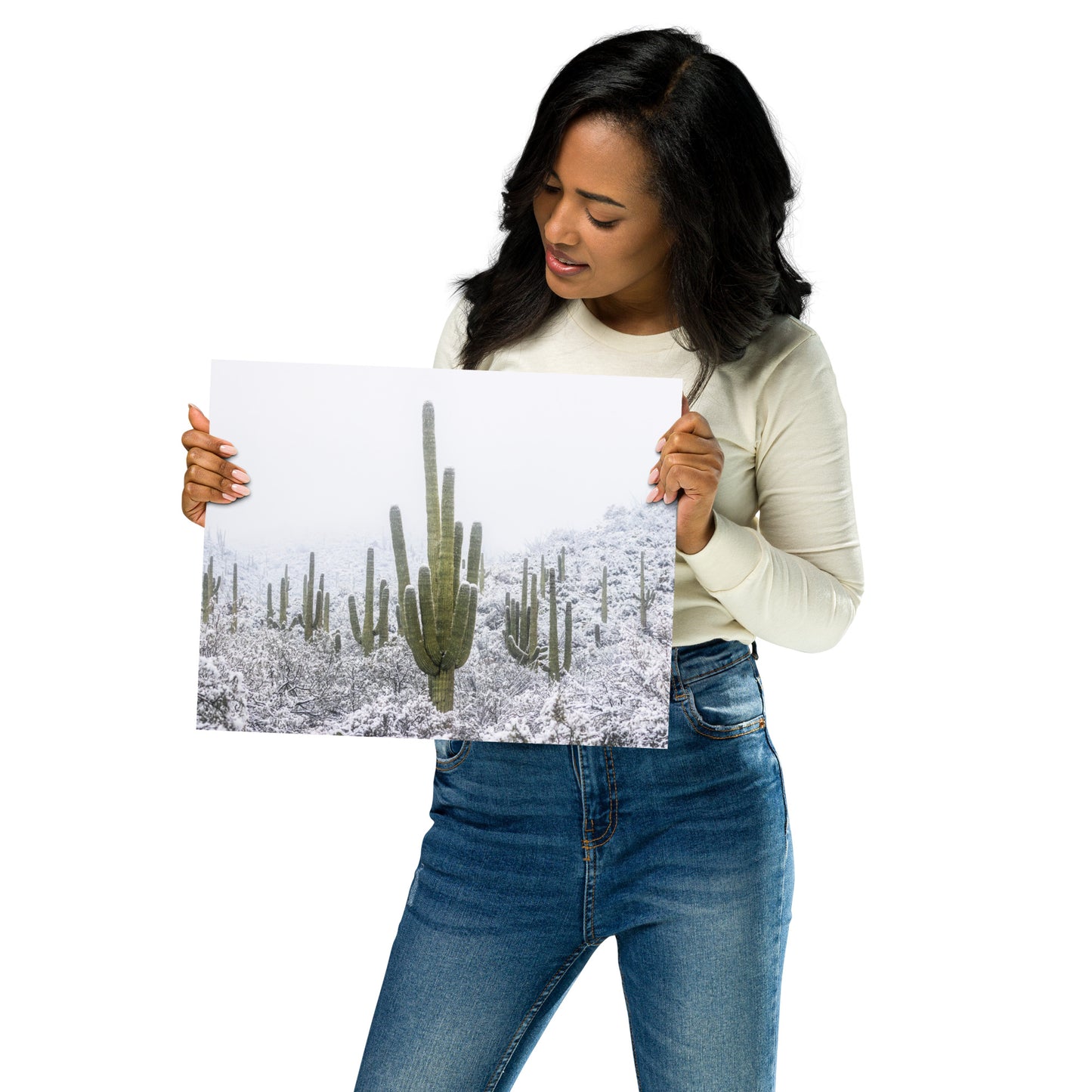 Saguaro Snowfall by Sean Parker Photography | Poster