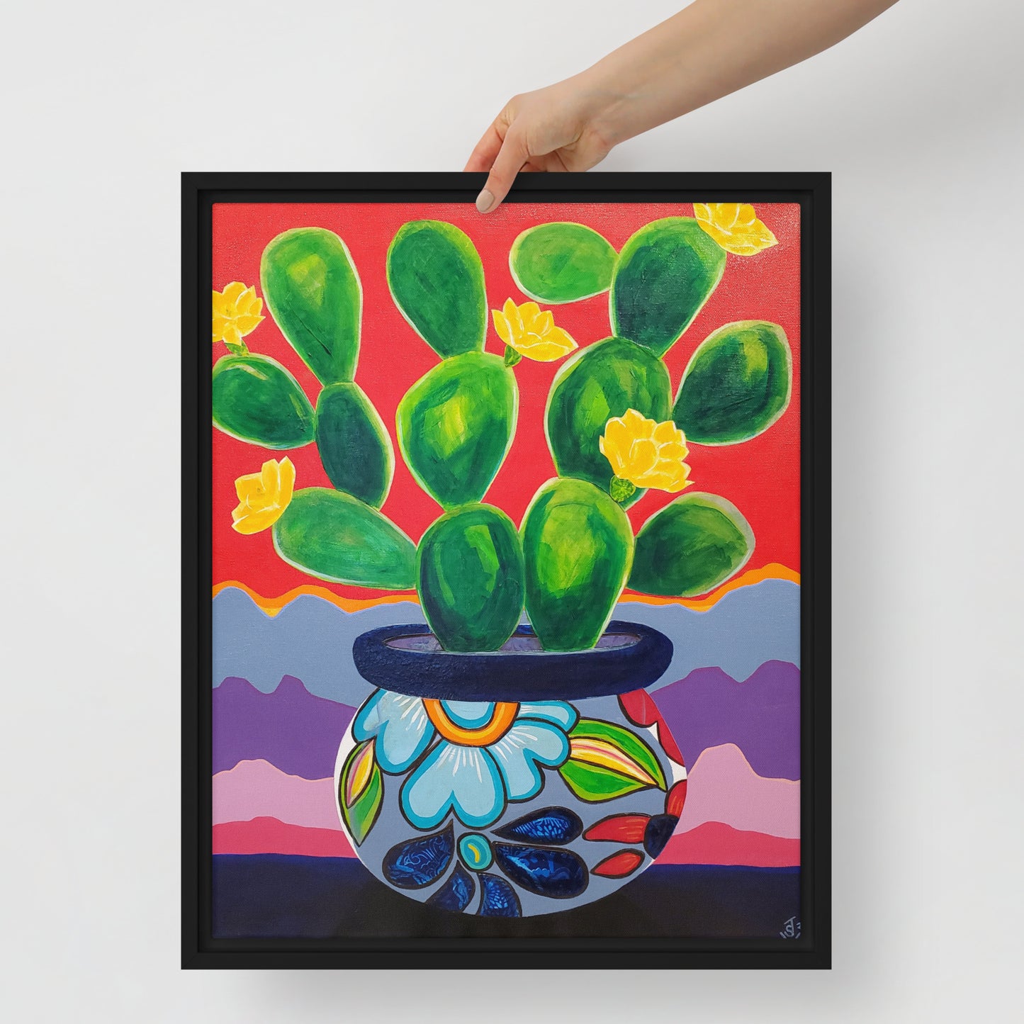 Prickly Pear at Sunrise by Suzanne Villella | Framed canvas