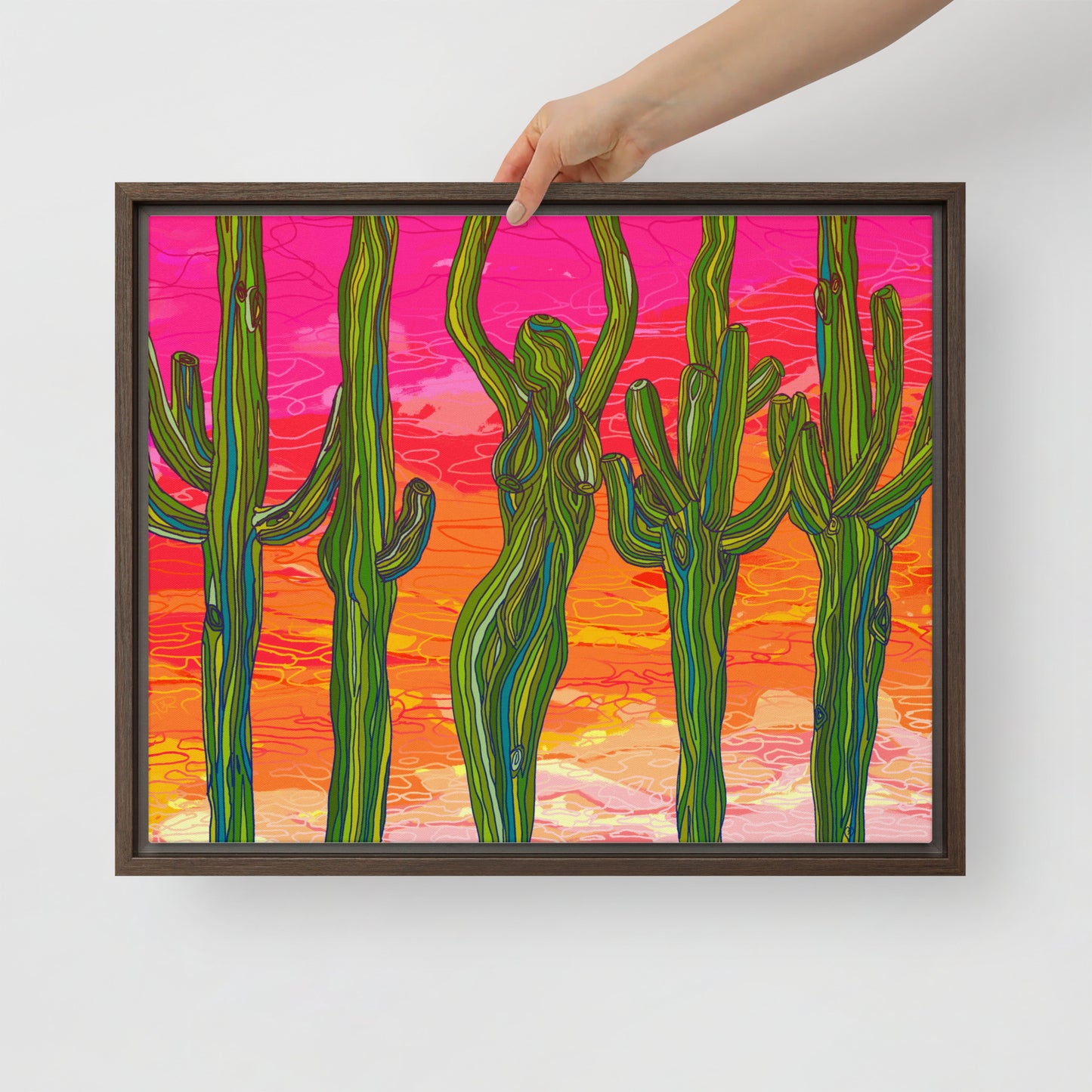 Saguaro Silhouettes by Lauri Kaye | Framed canvas