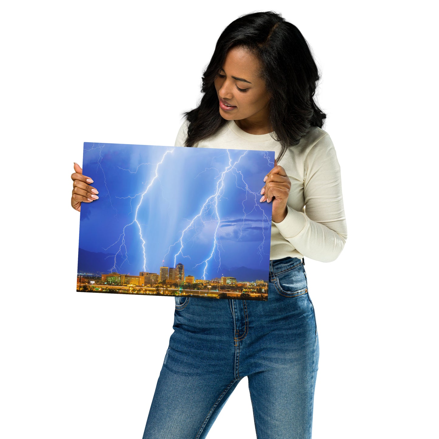 Downtown Tucson Lightning Monsoon by Sean Parker Photography| Metal prints