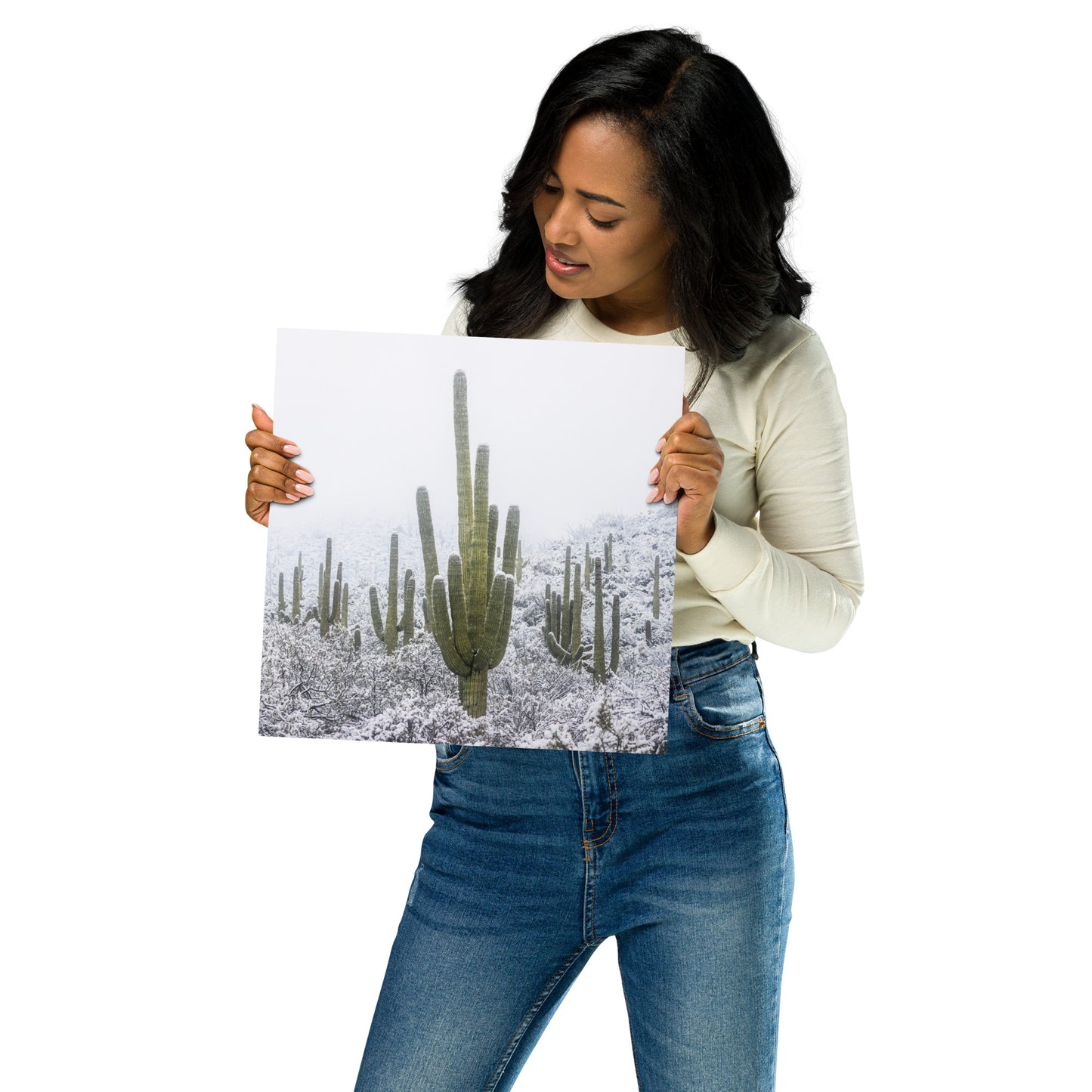 Saguaro Snowfall by Sean Parker Photography | Metal prints