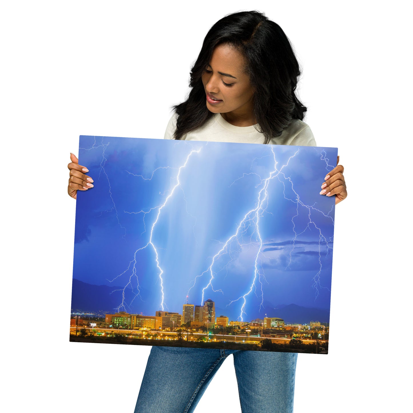 Downtown Tucson Lightning Monsoon by Sean Parker Photography| Metal prints