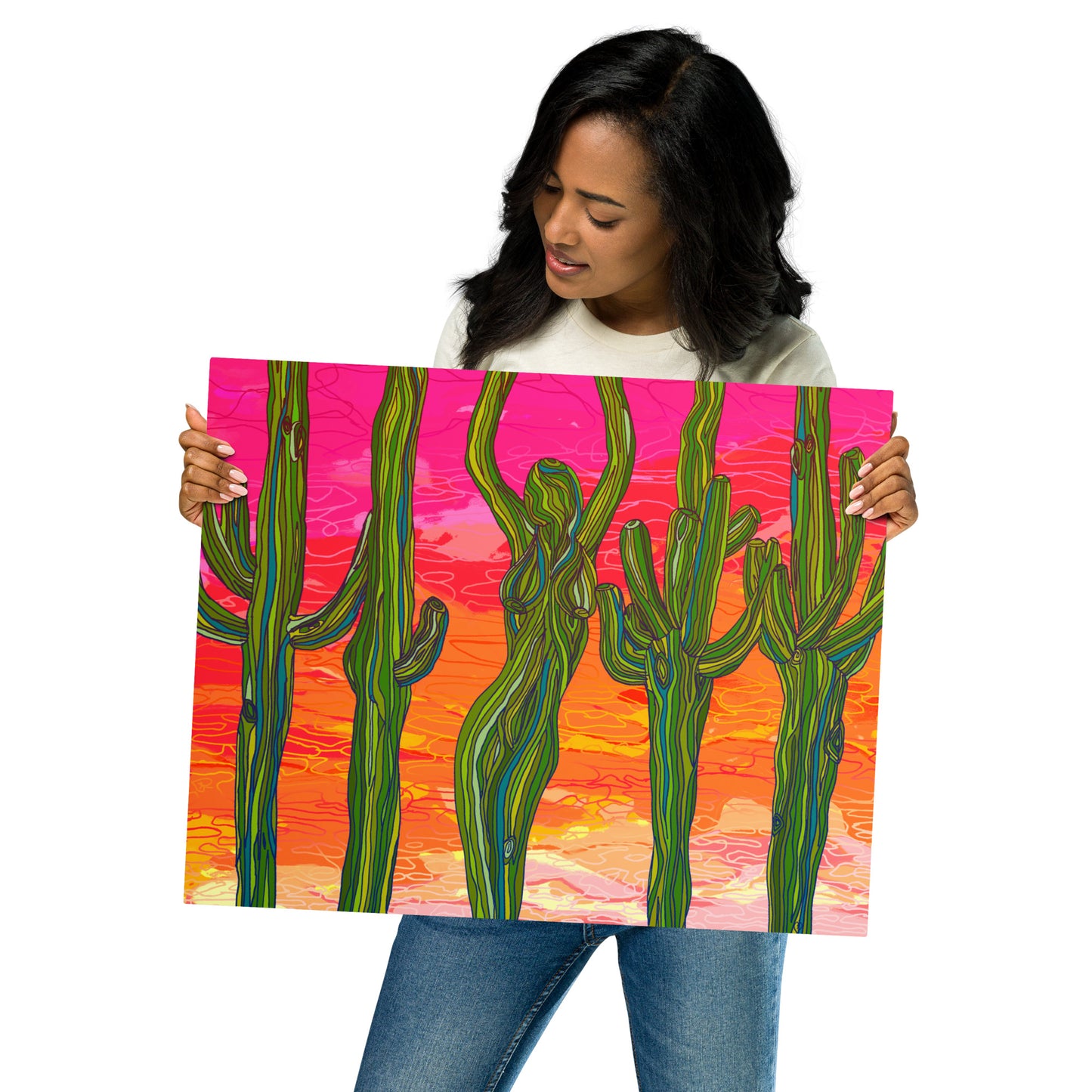 Saguaro Silhouettes by Lauri Kaye | Metal prints