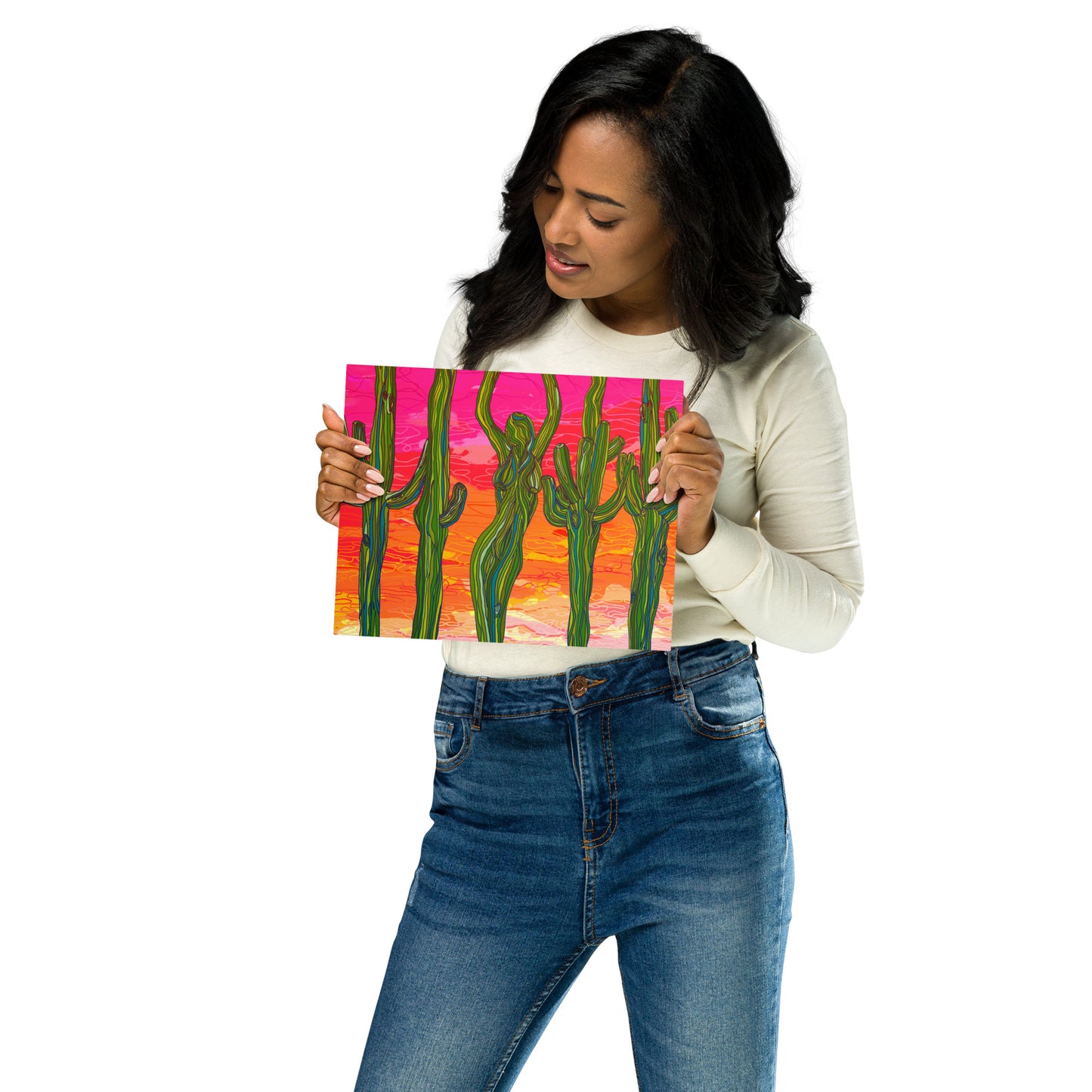 Saguaro Silhouettes by Lauri Kaye | Metal prints