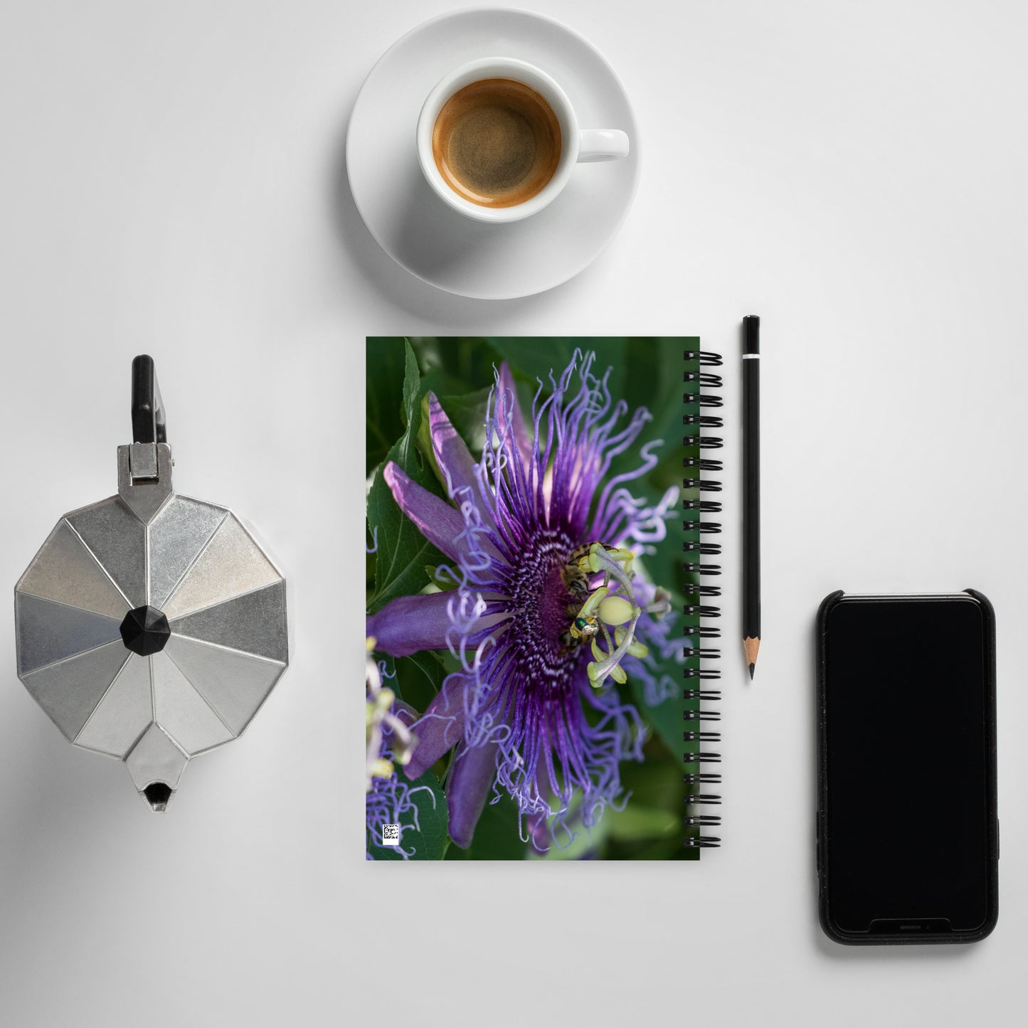 Purple Passion Flower by Leslie Leathers Photography | Spiral notebook