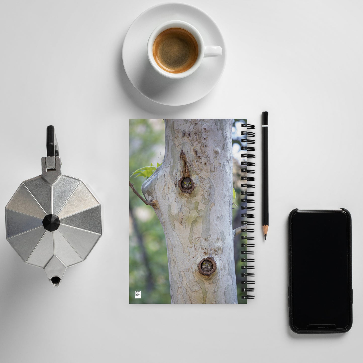 Owl Condo by Leslie Leathers Photography | Spiral notebook