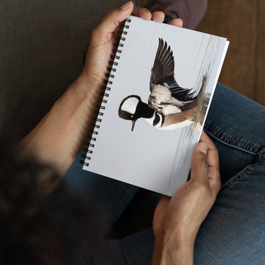 Hooded Merganser by Leslie Leathers Photography | Spiral notebook