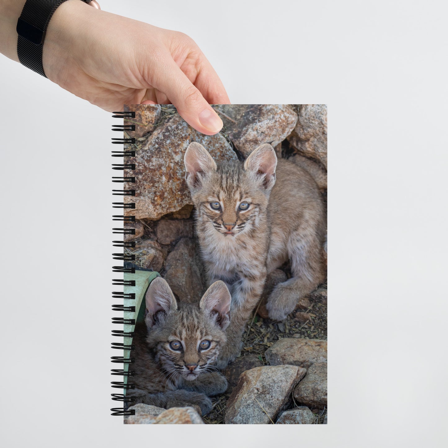 Baby Bobcats Duo by Leslie Leathers Photography | Spiral notebook