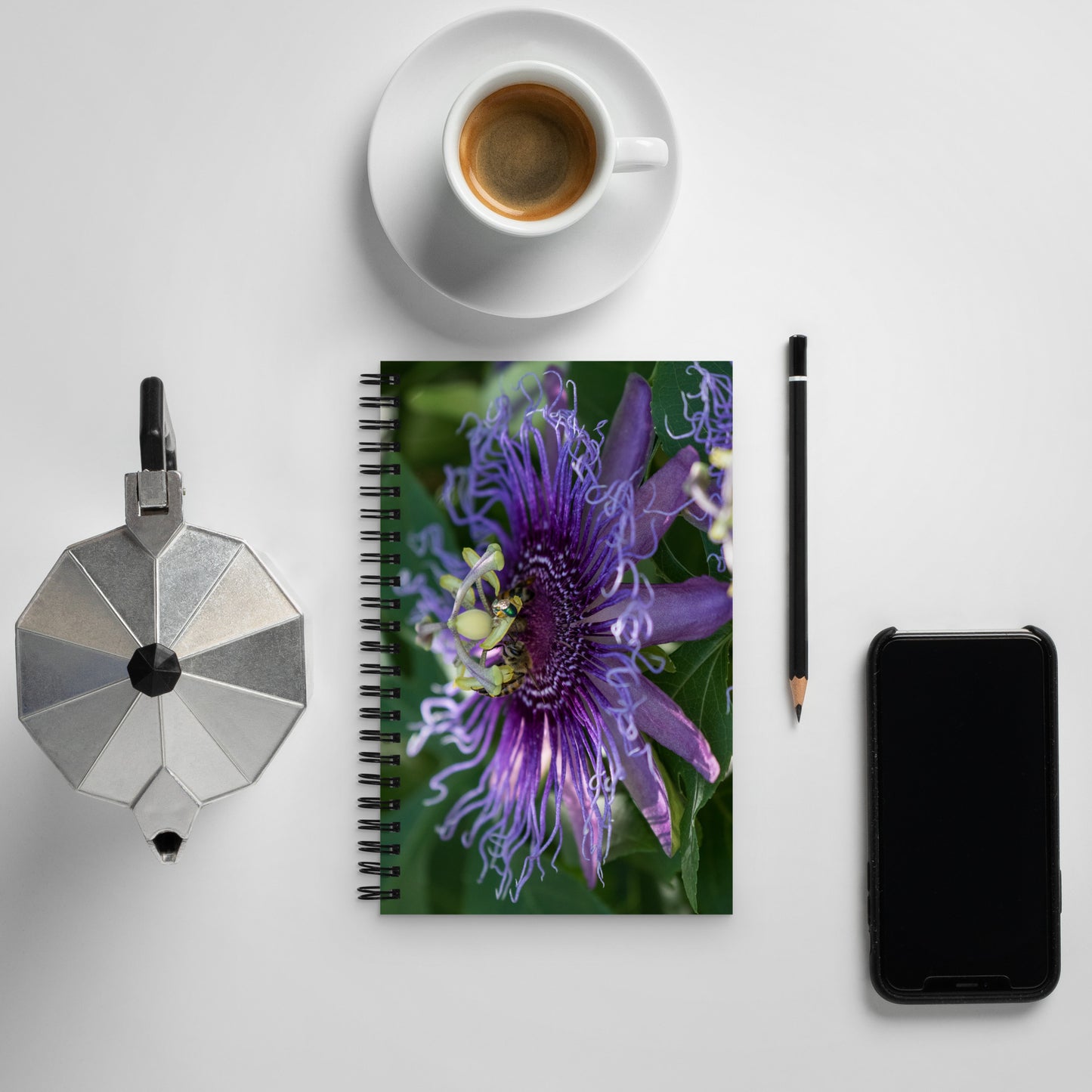 Purple Passion Flower by Leslie Leathers Photography | Spiral notebook