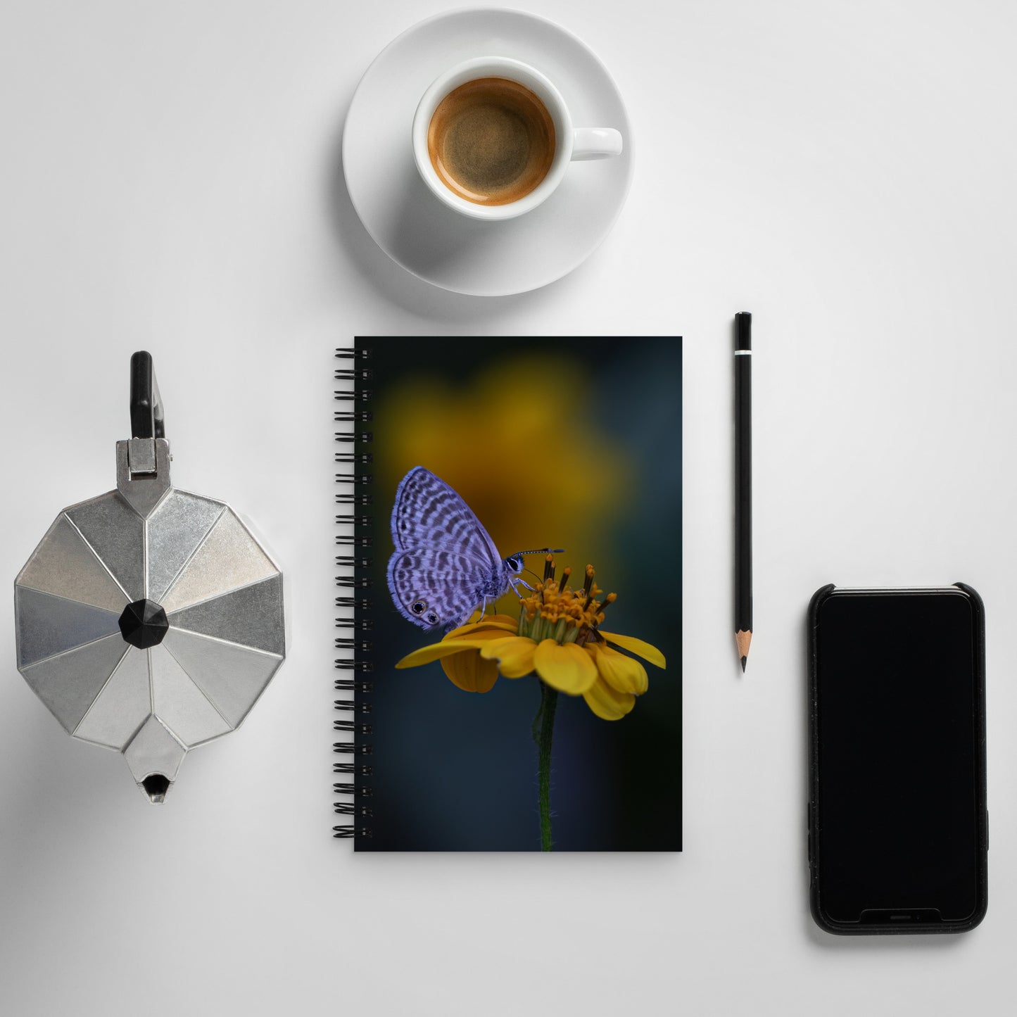 Marine Blue Butterfly by Leslie Leathers Photography | Spiral notebook