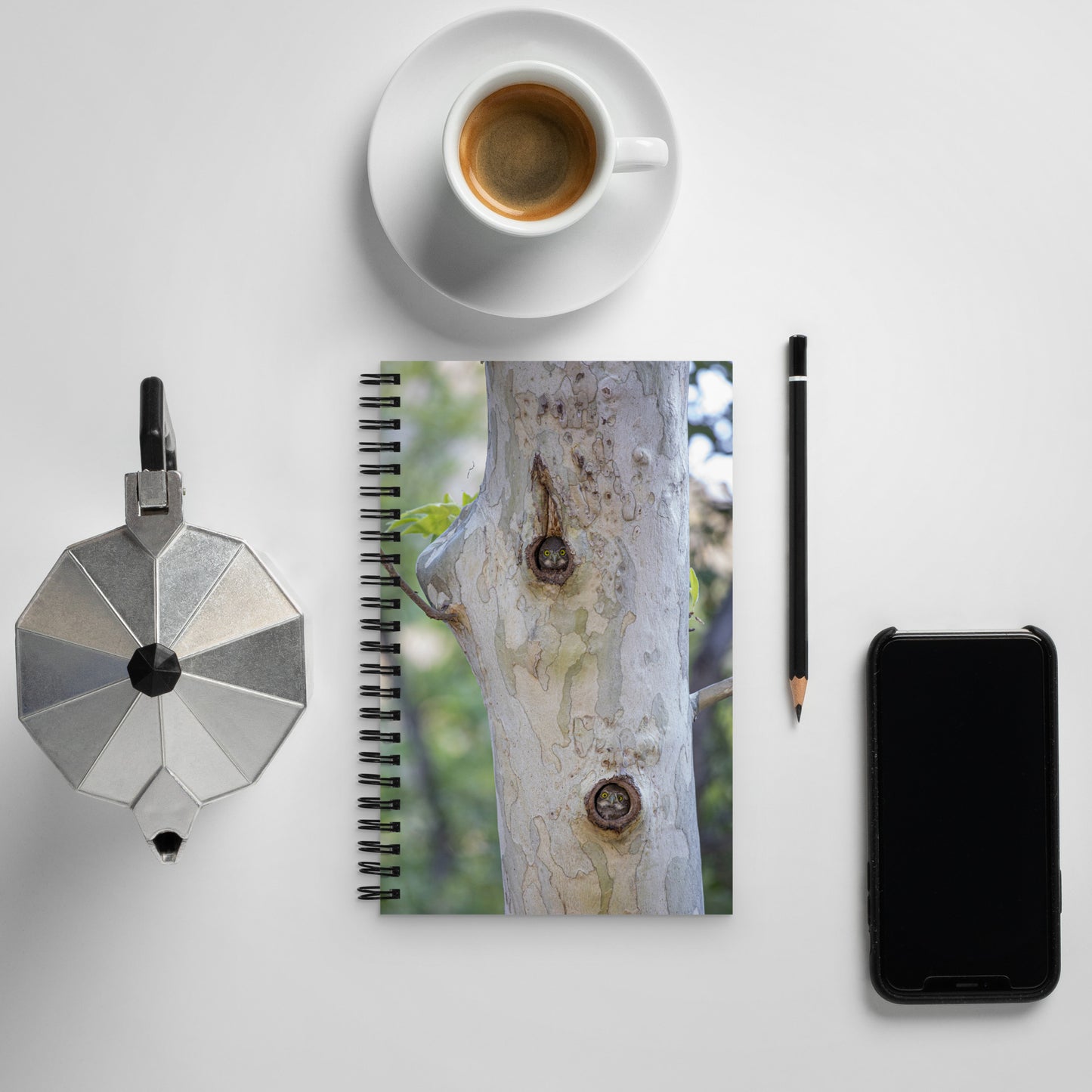 Owl Condo by Leslie Leathers Photography | Spiral notebook