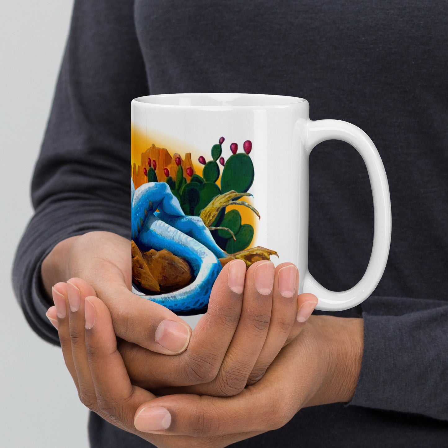 Loungin' Lizard Mural by Joe Pagac | White glossy mug