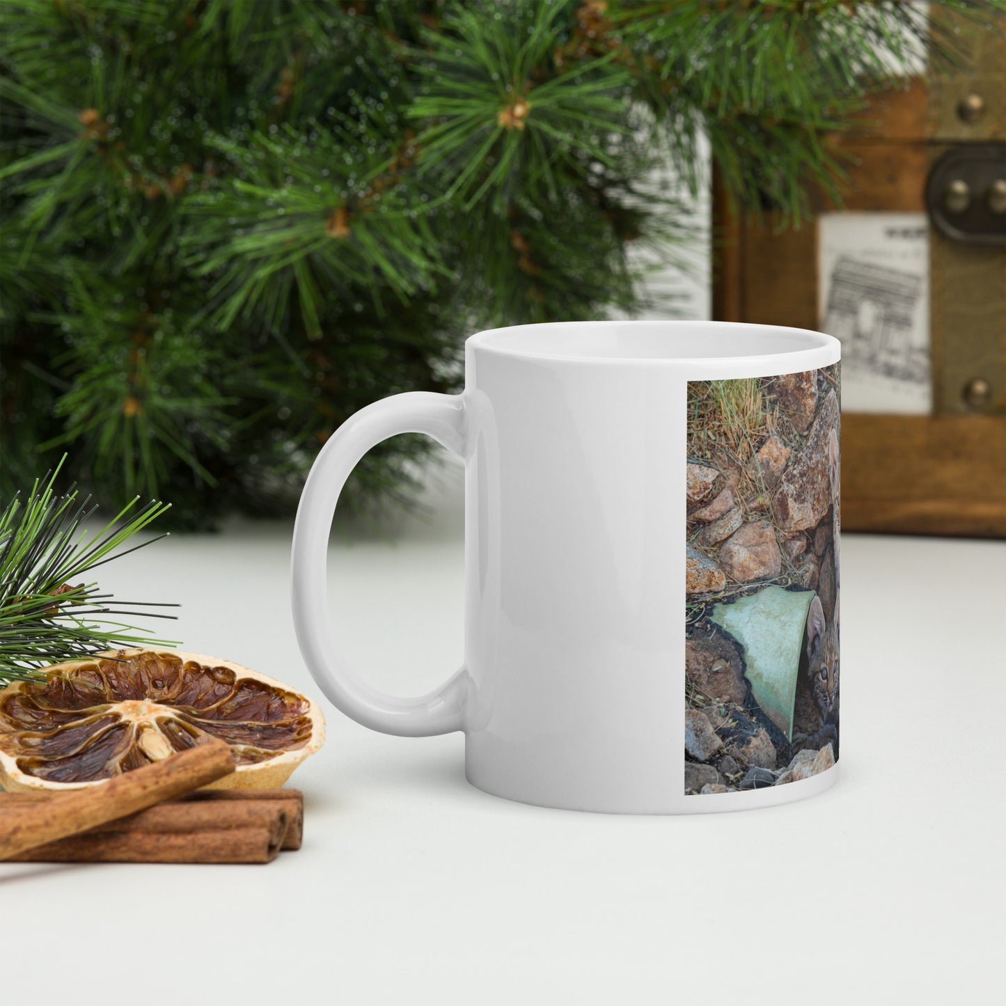 Baby Bobcats Duo by Leslie Leathers Photography | White glossy mug