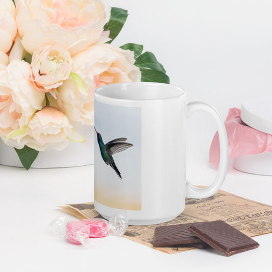 Broad Billed Hummingbird by Leslie Leathers Photography | White glossy mug