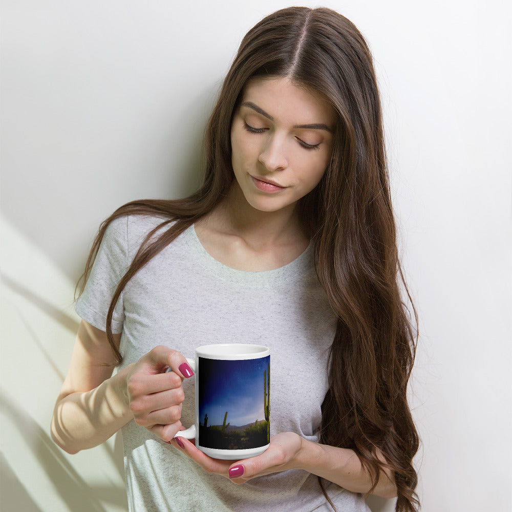 Milkyway Moonrise by Sean Parker Photography | White glossy mug